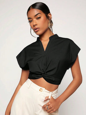 Blusa Cropped Torção Frontal - Maharu