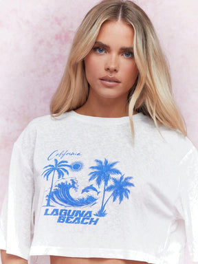 Camiseta Cropped Oversized Beach - Maharu