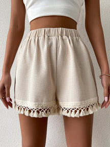 Short Feminino com Franja Bege - Maharu